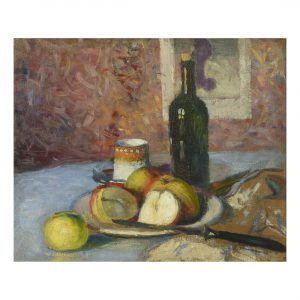 Nature morte aux fruits, tasse et bouteille, 1902