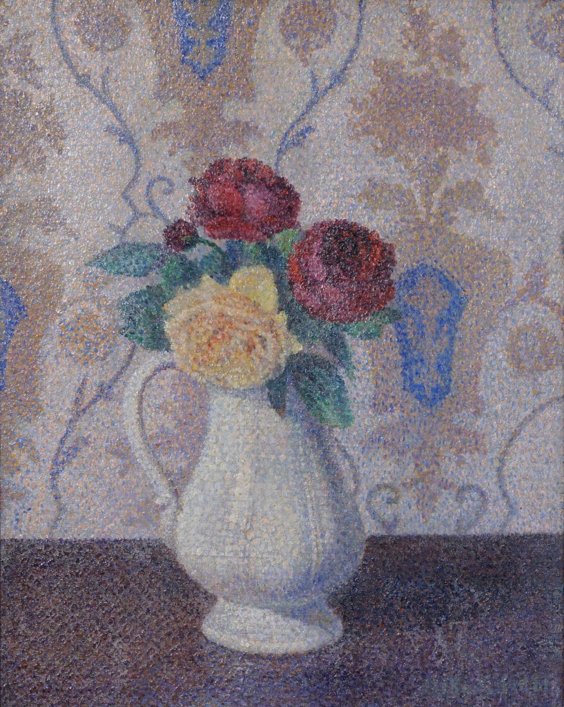 Bouquet de fleurs dans un vase, cicra 1887