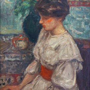 Georges d'Espagnat, Portrait de jeune fille à la robe blanche et à la ceinture rouge